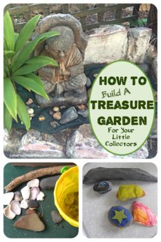 Creating a Treasure Garden is a great holiday activity if you happen to have a child who lovingly collects rocks, shells, sticks, pretty leaves and anything else which grabs their attention when they are out and about. (Or maybe you are all grown up and this above statement applys to you!) 