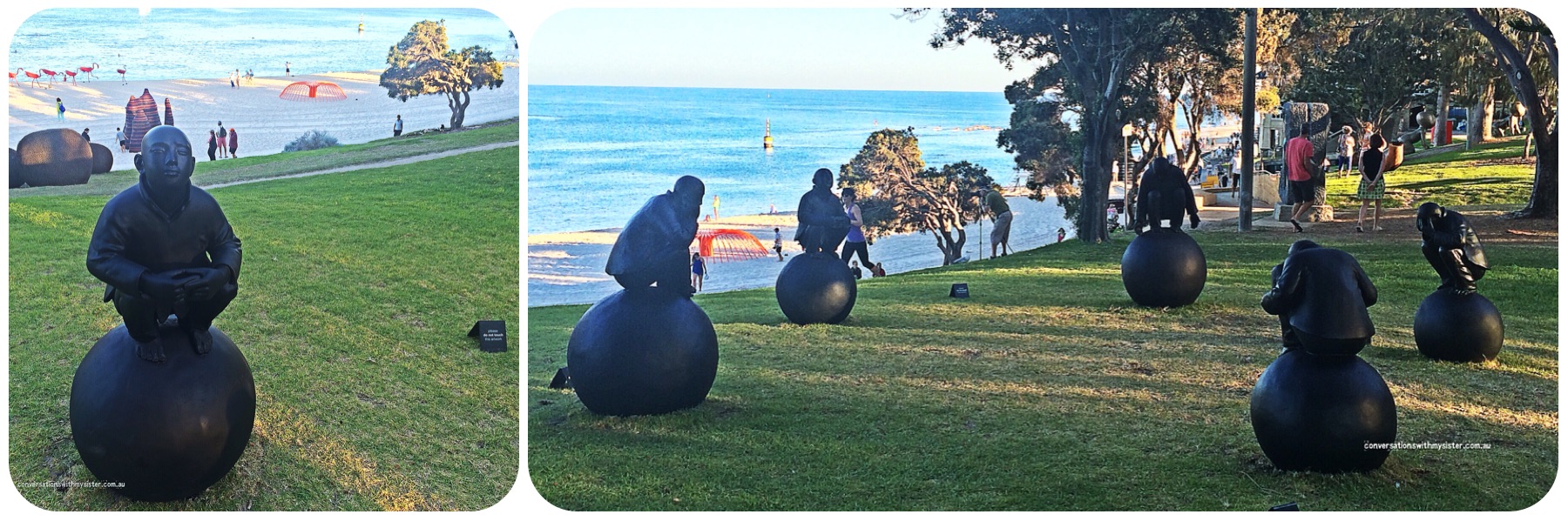There are 70 local, interstate and international artists presenting their work in this ‘sculpture park’ at Cottesloe Beach in WA which, according to the Sculptures By The Sea website, makes this “one of the world’s largest free to the public events”. Here are the 16 sculptures by the sea which had the biggest impact on me - may they bring colour, awe and happiness into your day…