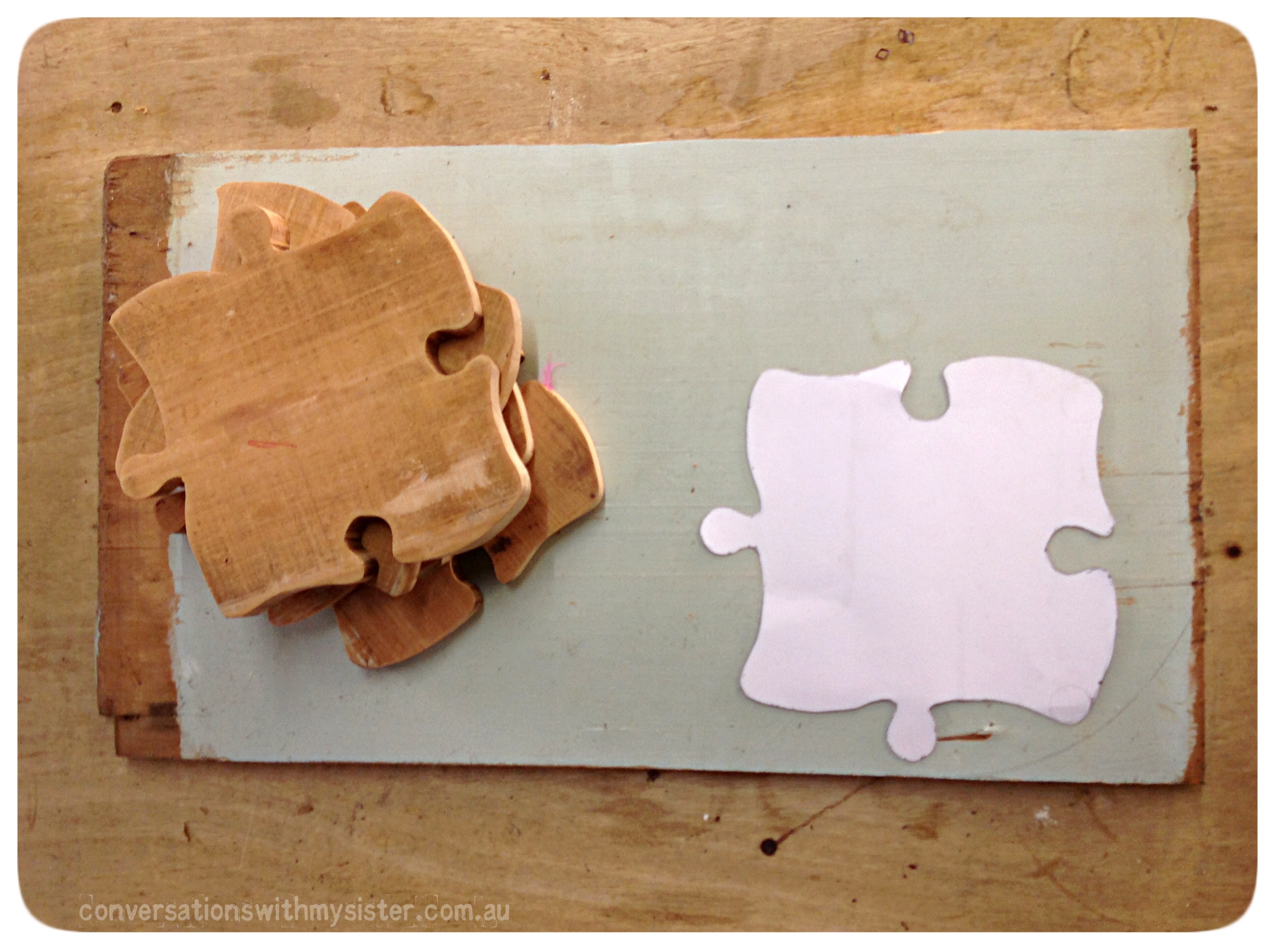 This Jigsaw piece plate is a perfect example of taking something no longer needed in its original form and upcycling it into something new.